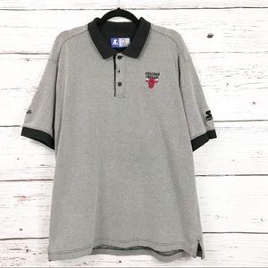 Black and Gray Chicago Bulls Polo Shirt Sz Large